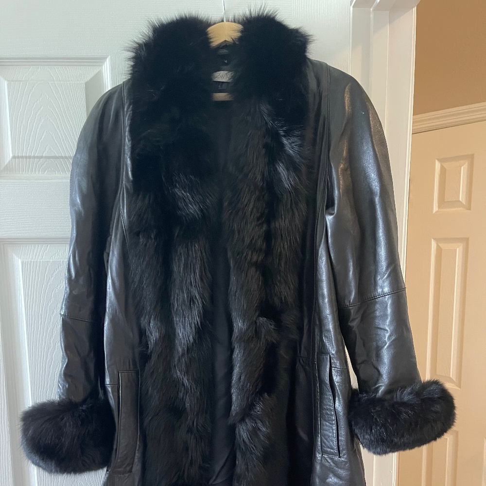 Andrew Marc Leather and Faux Fur coat